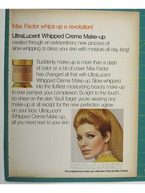 Print Ad Max Factor Ultralucent Whipped Creme MakeUp 1966 Women’s MOD Cosmetics